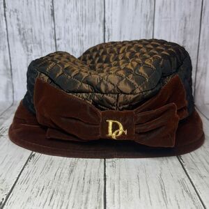 Diahann Carol Brown Quilted Velvet Vintage Hat